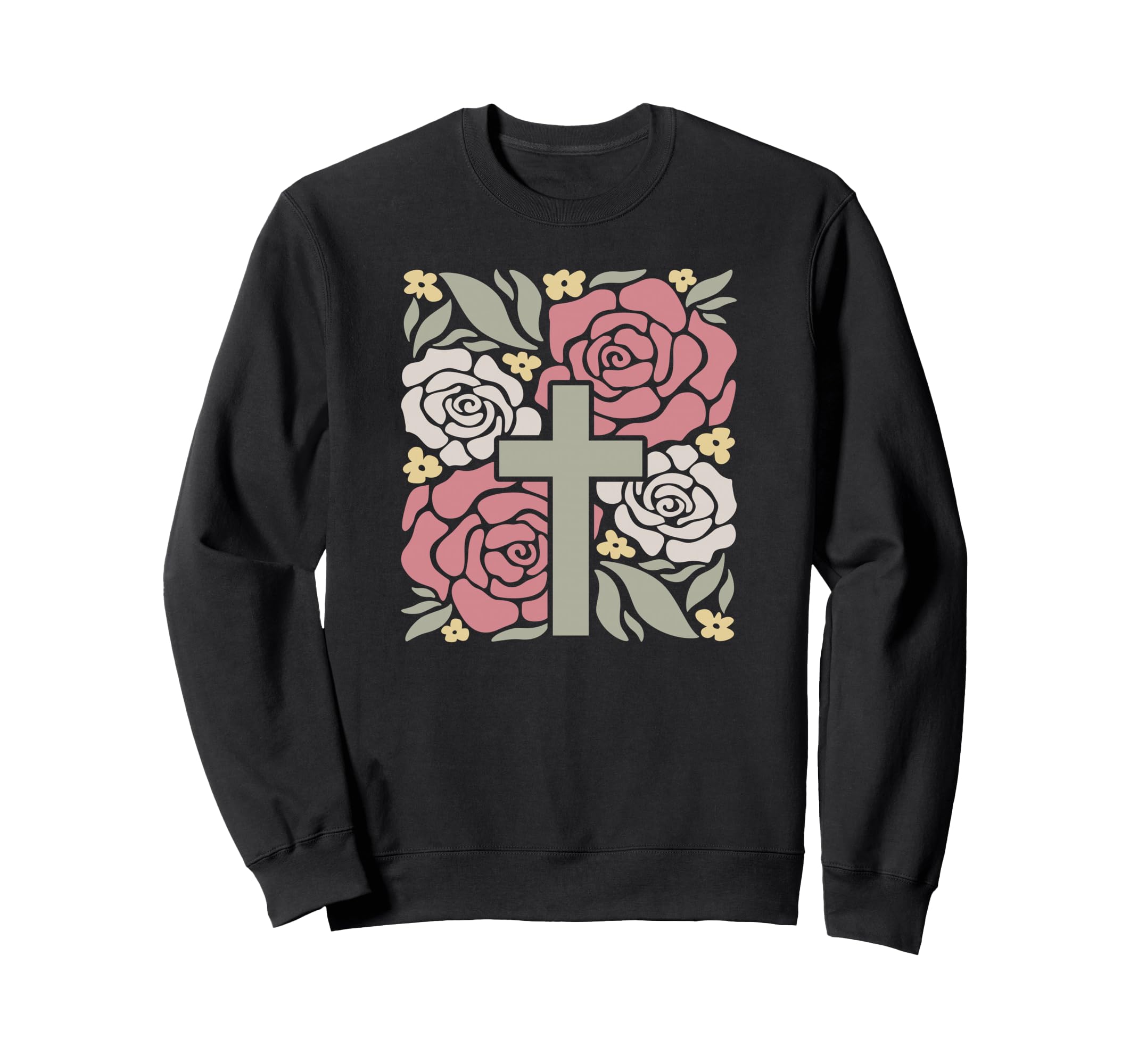Floral Christian Cross Boho Flower Sweatshirt - Novelty Apparel for Adults - T-Shirt, Sweatshirt, Hoodie