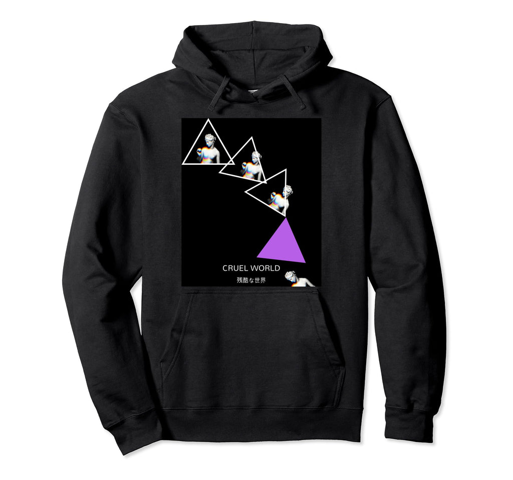 Cruel World Vaporwave Aesthetic Hoodie - Minimalist Print for Adults - T-Shirt, Sweatshirt, Hoodie