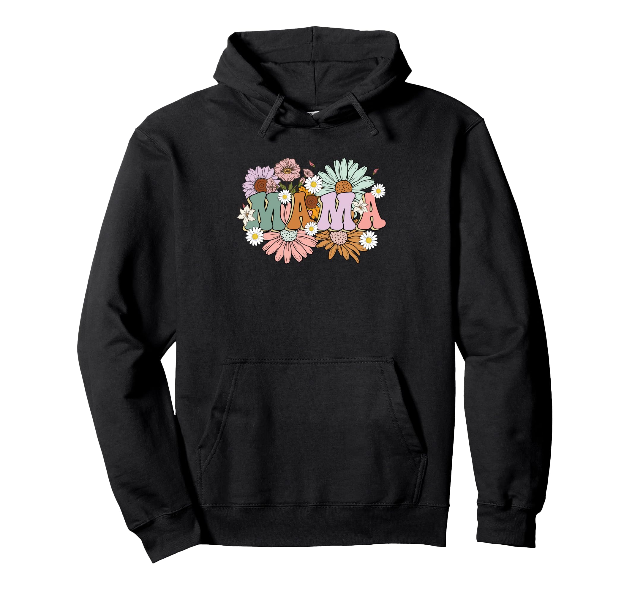 Mama Flower Power Groovy Hoodie - Fun Novelty Design for Adults - T-Shirt, Sweatshirt, Hoodie