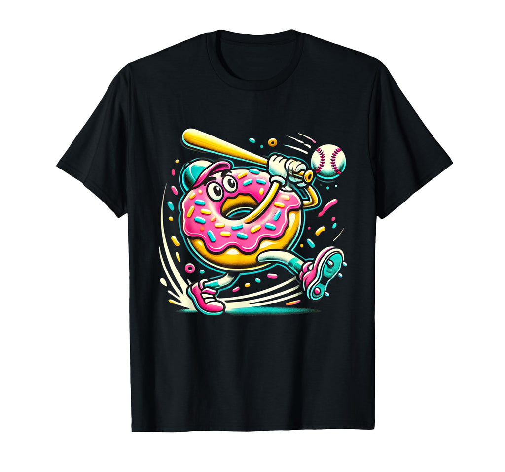 Funny Donut Playing Baseball Food Champ T-Shirt - Trendy Graphic Men Women - T-Shirt, Sweatshirt, Hoodie