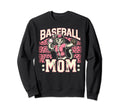 Womens Baseball Mom Mama Mothers Cat Sweatshirt - Graphic Print for Adults - T-Shirt, Sweatshirt, Hoodie