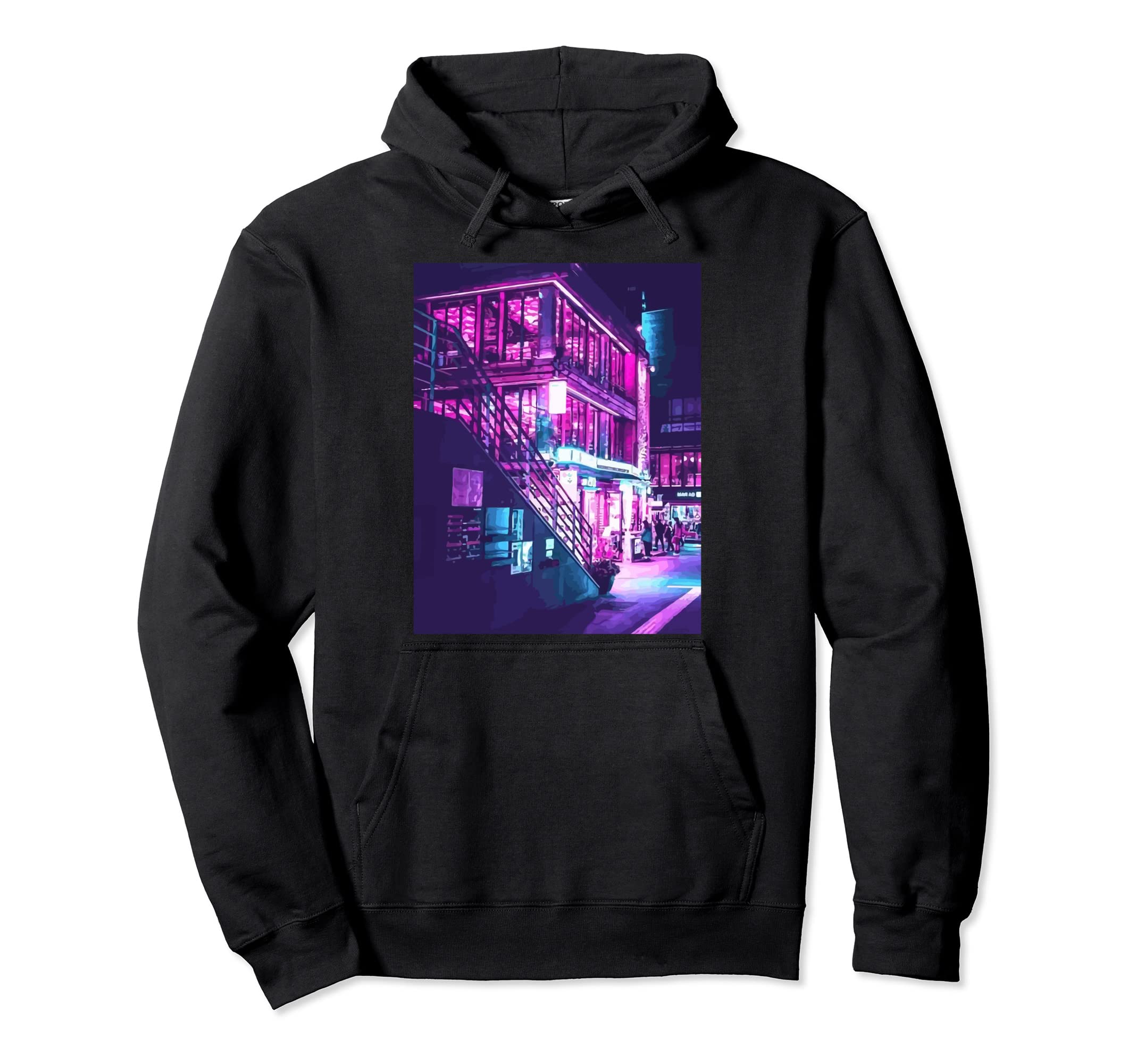 Streets Tokyo Japan Night Scene Hoodie - Casual Everyday Wear Men Women - T-Shirt, Sweatshirt, Hoodie