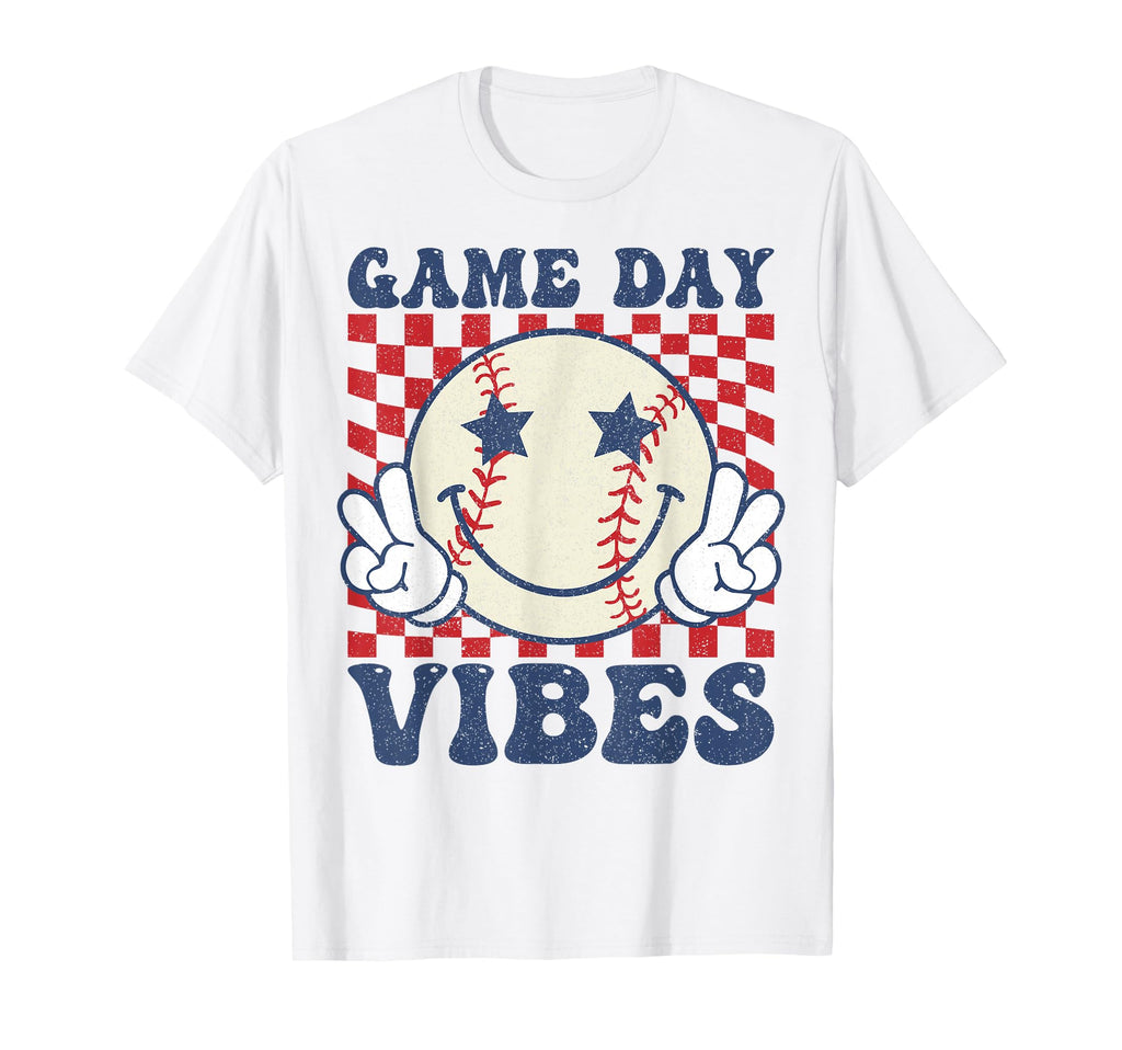 Game Day Vibes Baseball Groovy Baseball T-Shirt - Graphic Print Unisex - T-Shirt, Sweatshirt, Hoodie