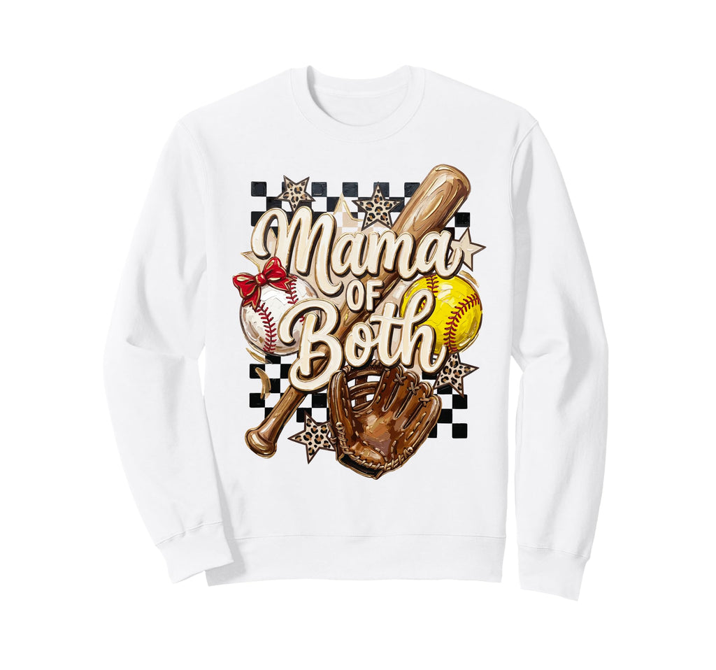Mama Both Baseball Softball Mom Game Sweatshirt - Unique Graphic Men Women - T-Shirt, Sweatshirt, Hoodie