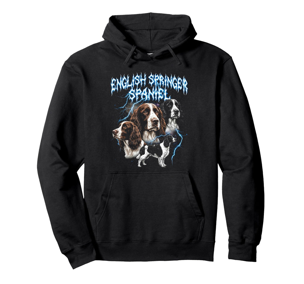 English Springer Spaniel 90S Heavy Metal Dog Hoodie - Graphic Print Unisex - T-Shirt, Sweatshirt, Hoodie