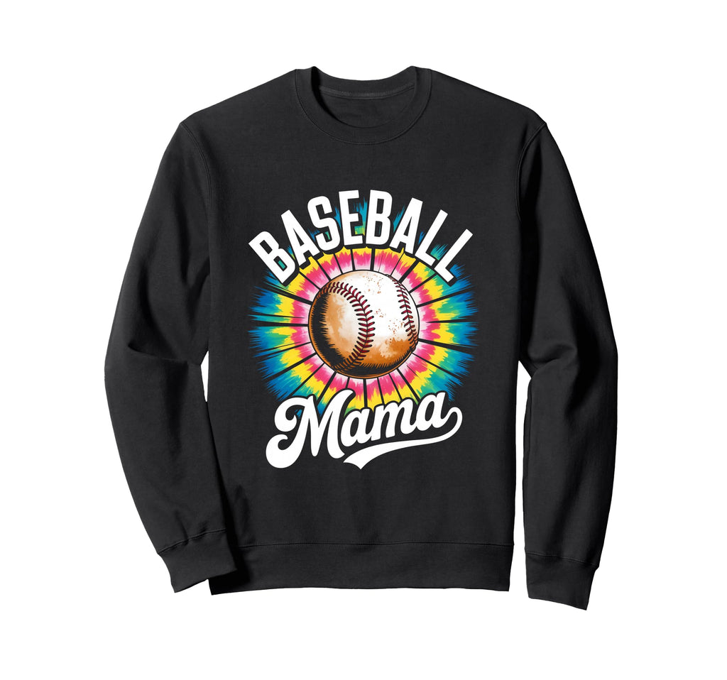 Baseball Mama Tie Dye Colorful Sweatshirt - Casual Everyday Wear for Adults - T-Shirt, Sweatshirt, Hoodie
