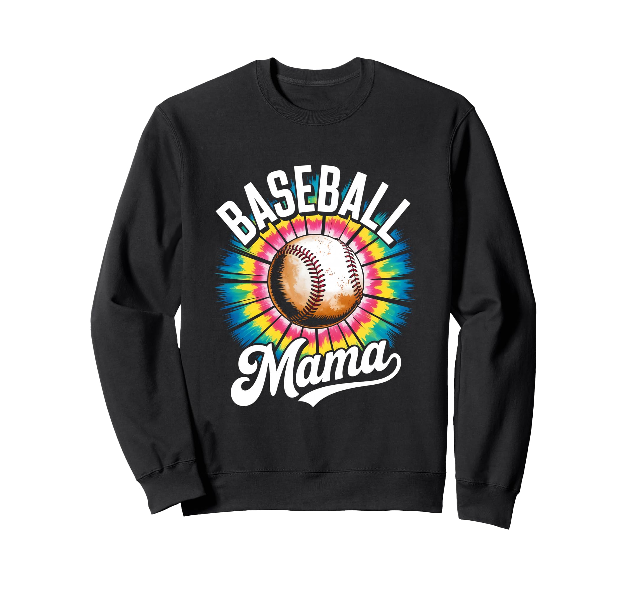 Baseball Mama Tie Dye Colorful Sweatshirt - Casual Everyday Wear for Adults - T-Shirt, Sweatshirt, Hoodie