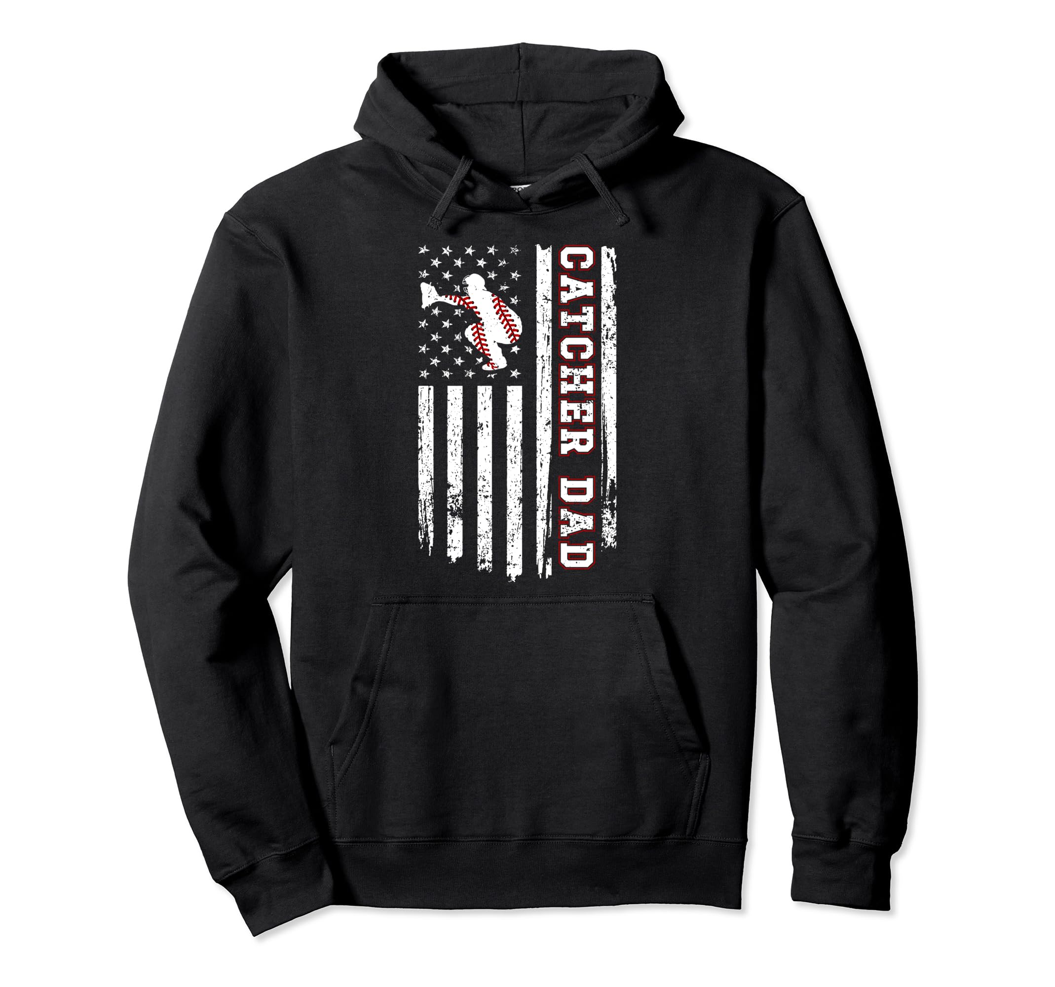 Baseball Catcher Dad Us Flag Baseball Hoodie - Streetwear Style for Adults - T-Shirt, Sweatshirt, Hoodie