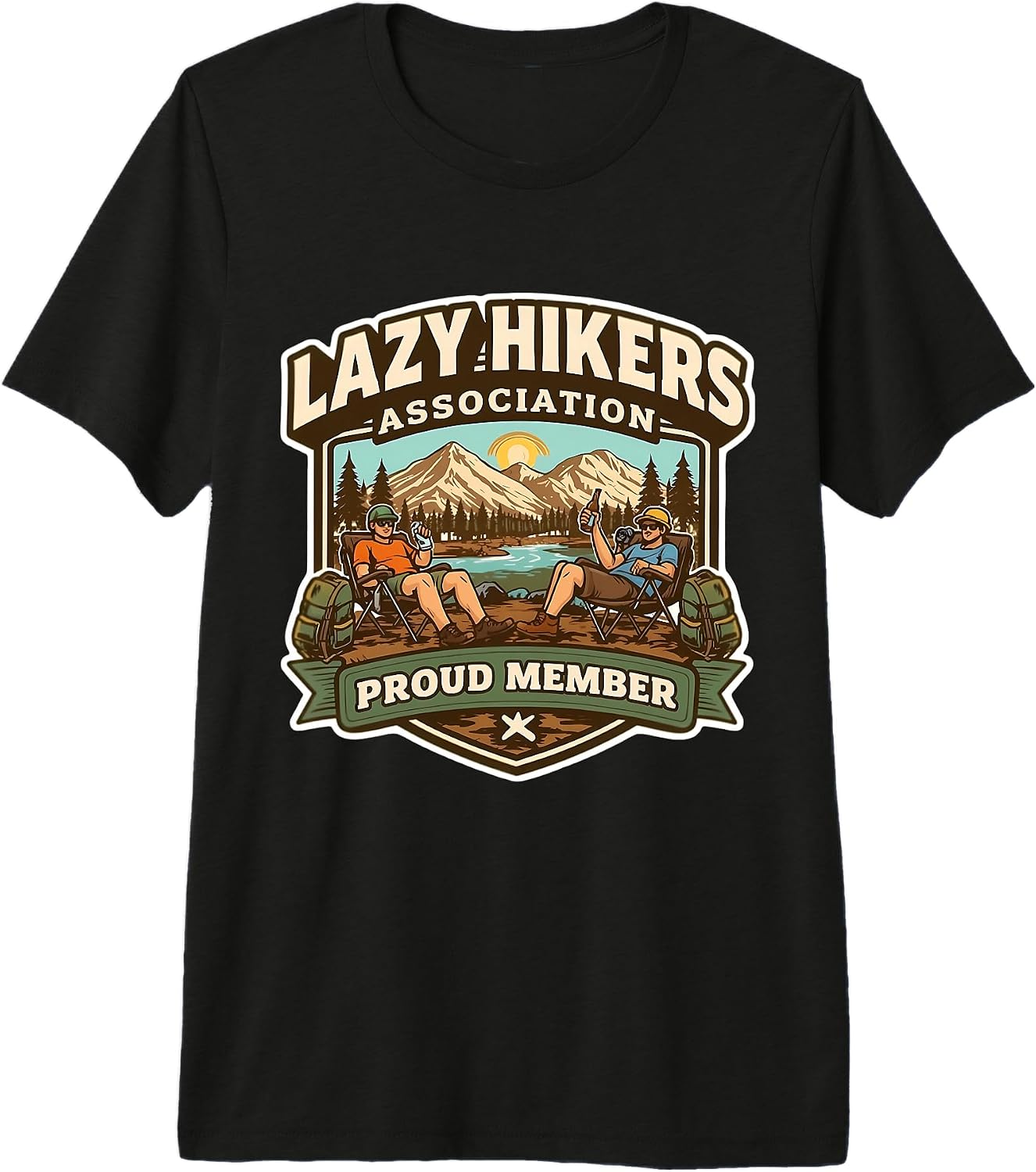 Lazy Hikers Association Proud Members Funny Merch - Adult & Kids T-Shirts, Sweatshirts & Hoodies apparel design preview 1