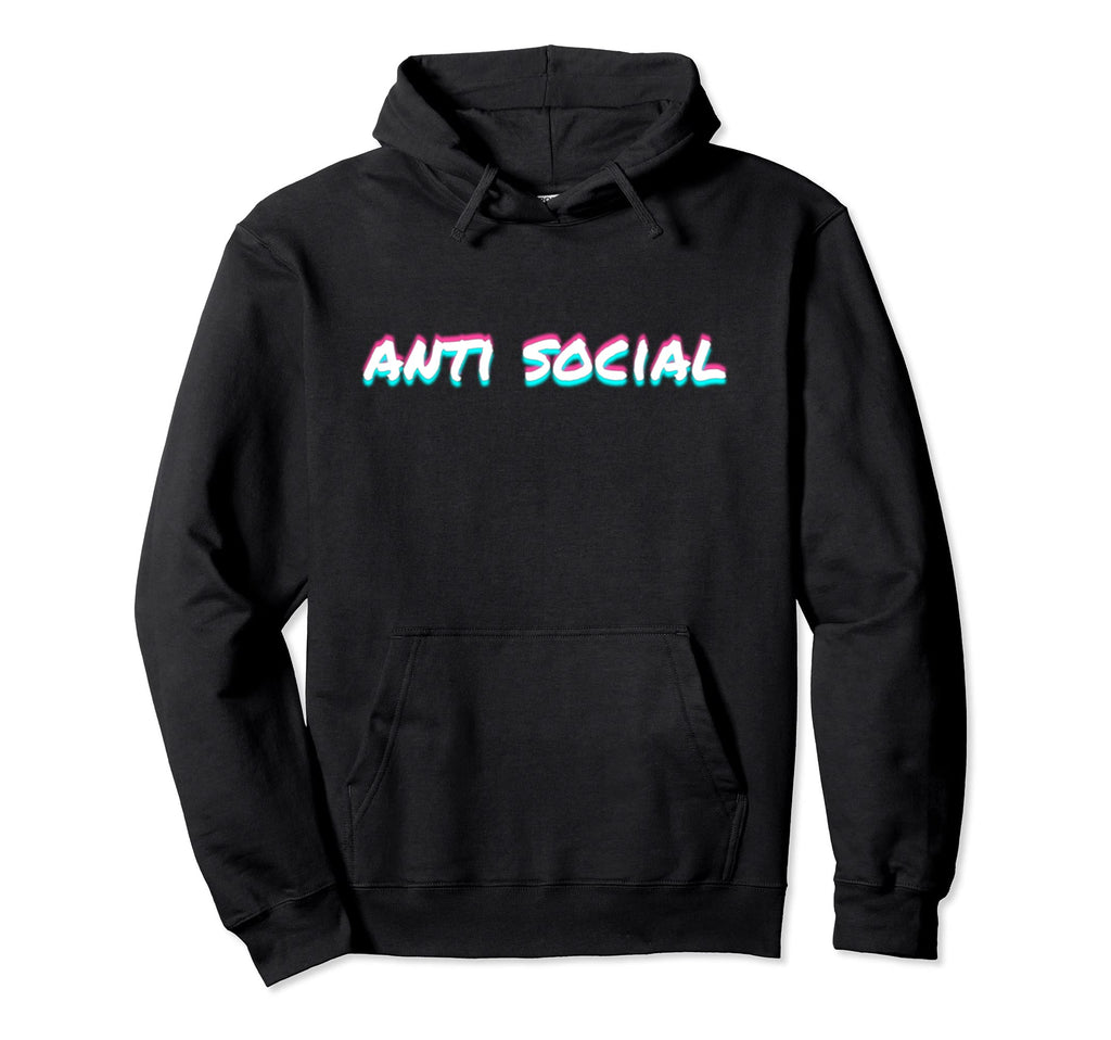 Anti Social Vaporwave Aesthetic Glitch Art Hoodie - Graphic Print Unisex - T-Shirt, Sweatshirt, Hoodie