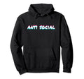 Anti Social Vaporwave Aesthetic Glitch Art Hoodie - Graphic Print Unisex - T-Shirt, Sweatshirt, Hoodie