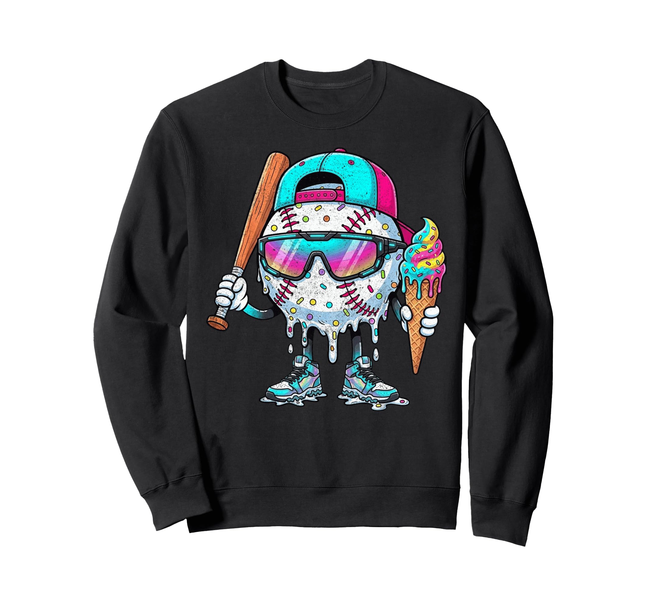 Baseball Drip Ice Cream Gifts T-Shirt - Unique Graphic Men Women - T-Shirt, Sweatshirt, Hoodie