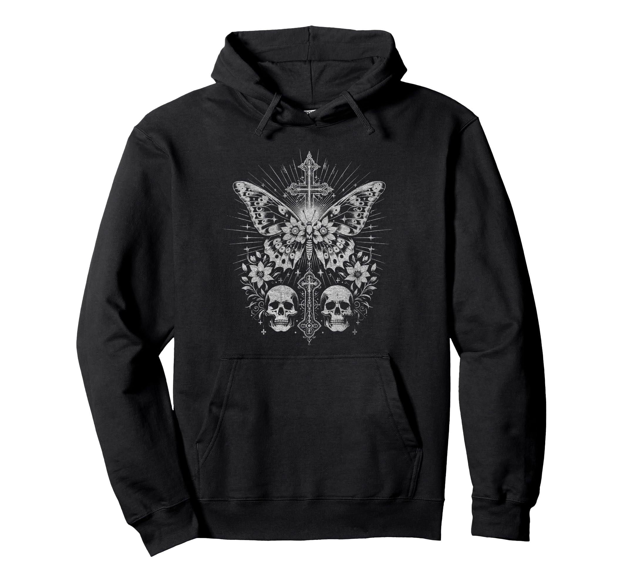 Emo Y2K Grunge Aesthetic Goth Skull Hoodie - Trendy Graphic for Adults - T-Shirt, Sweatshirt, Hoodie