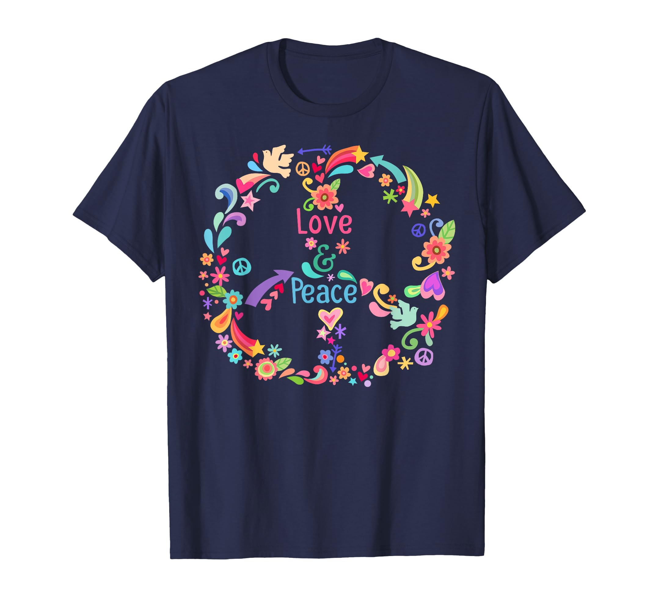 Hippie Peace Sign Love 60S 70S Tie Die T-Shirt - Graphic Print for Adults - T-Shirt, Sweatshirt, Hoodie