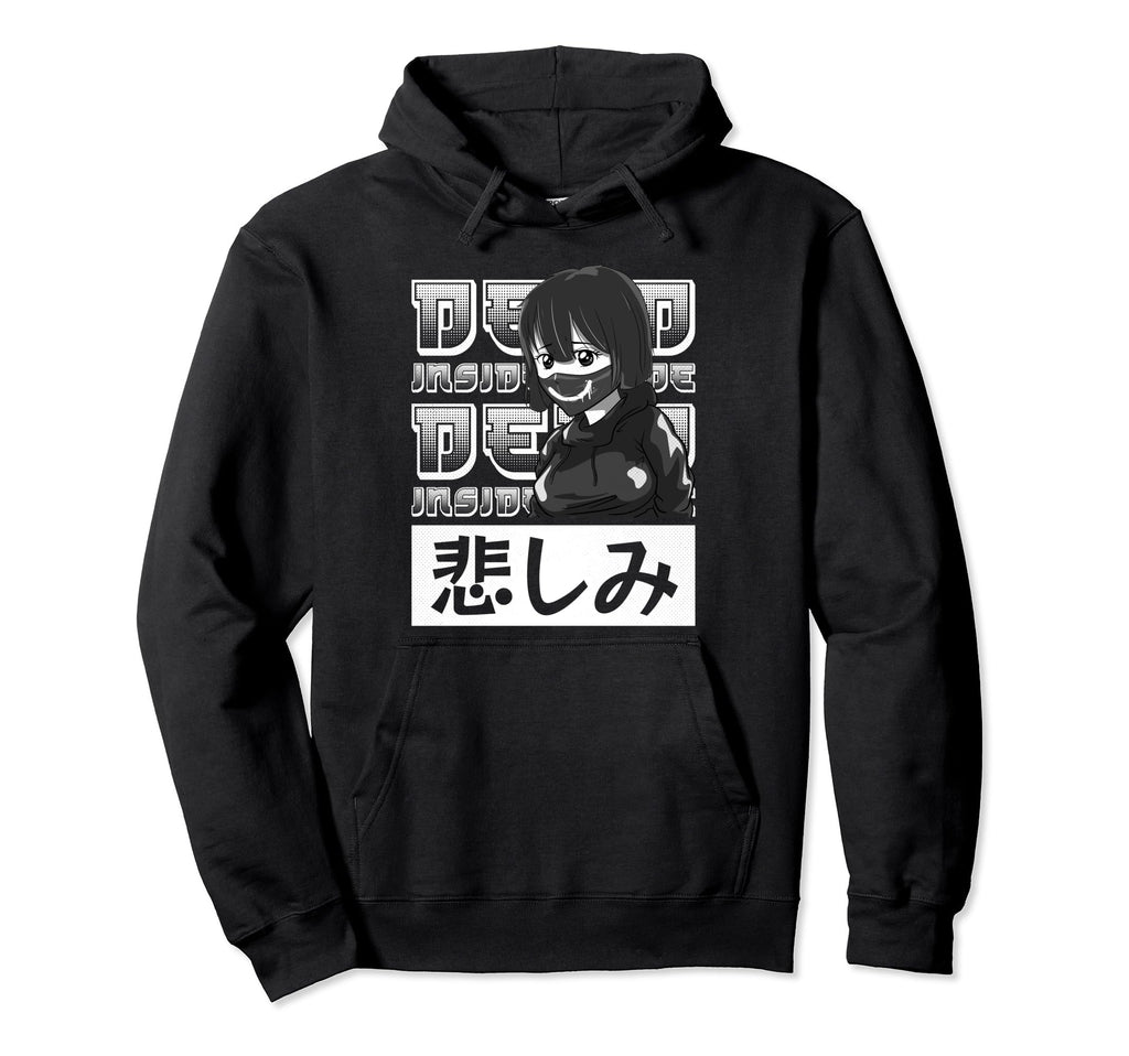 Sad Japanese Anti Social Soft Grunge Hoodie - Minimalist Print for Adults - T-Shirt, Sweatshirt, Hoodie