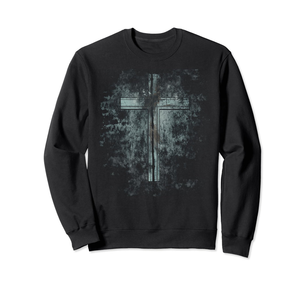 Cross Distressed 90S Goth Grunge Sweatshirt - Streetwear Style Unisex - T-Shirt, Sweatshirt, Hoodie