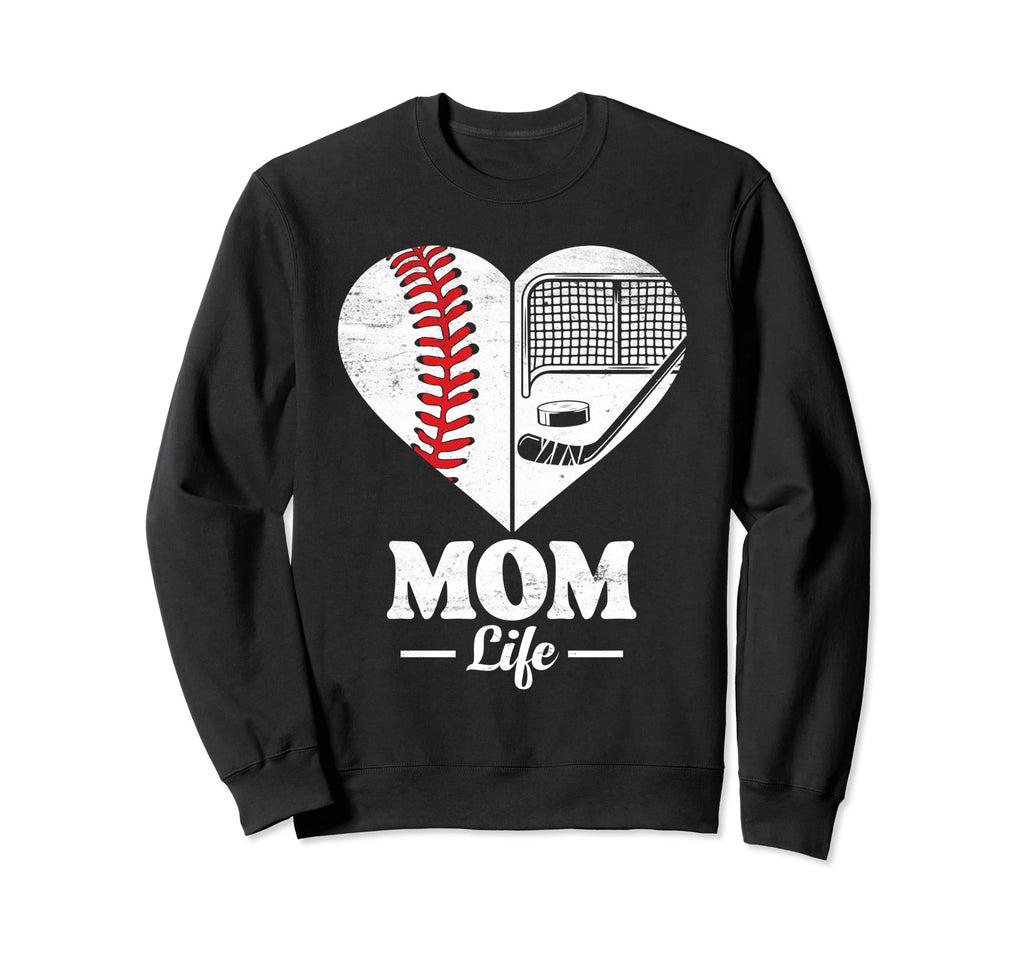 Mom Life Heart Funny Baseball Sweatshirt - Fun Novelty Design Unisex - T-Shirt, Sweatshirt, Hoodie