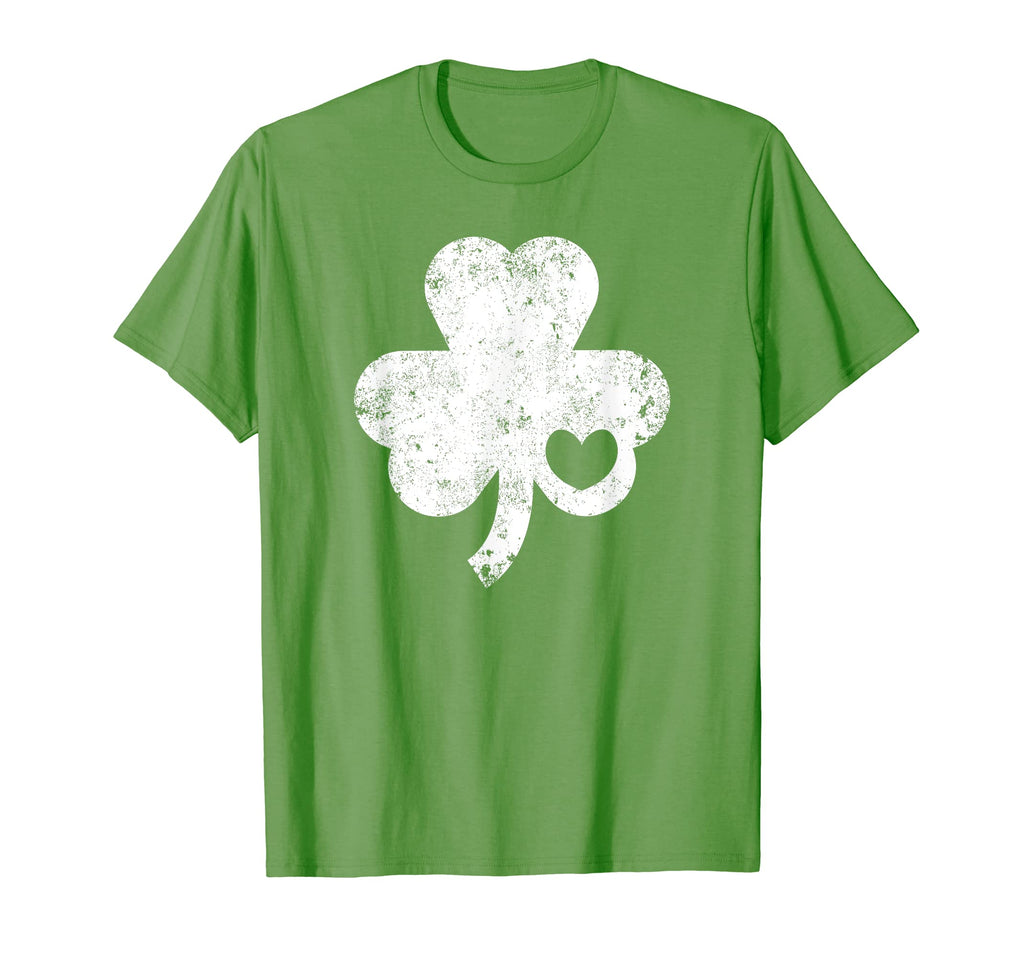Distressed Shamrock Clover Heart St T-Shirt - Graphic Print for Adults - T-Shirt, Sweatshirt, Hoodie