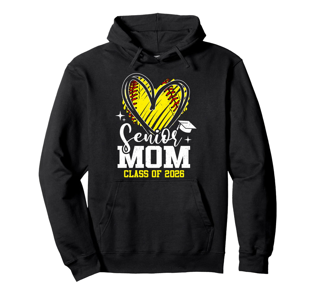 Proud Senior Mom Class 2026 Softball Hoodie - Streetwear Style Men Women - T-Shirt, Sweatshirt, Hoodie