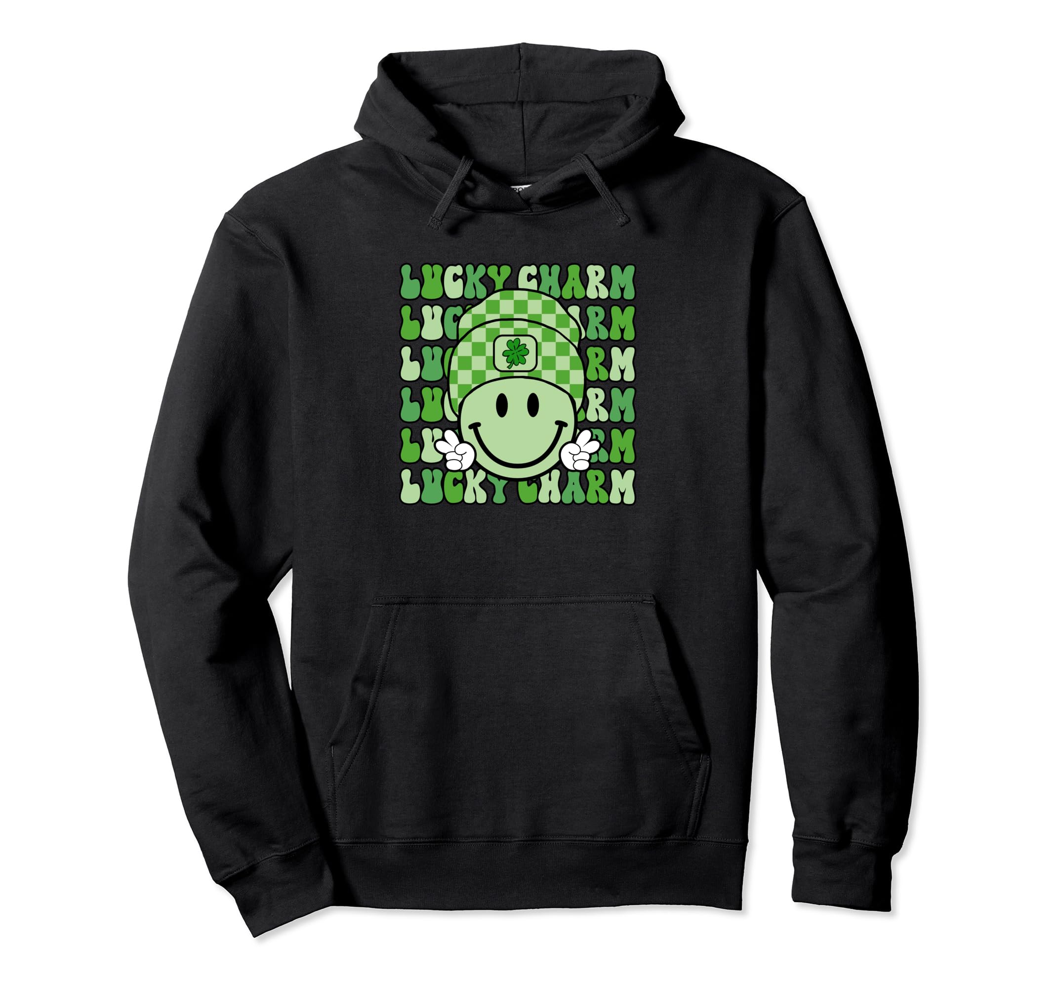 St Patricks Day Boho Groovy Smile Hoodie - Custom Art Print for Adults - T-Shirt, Sweatshirt, Hoodie
