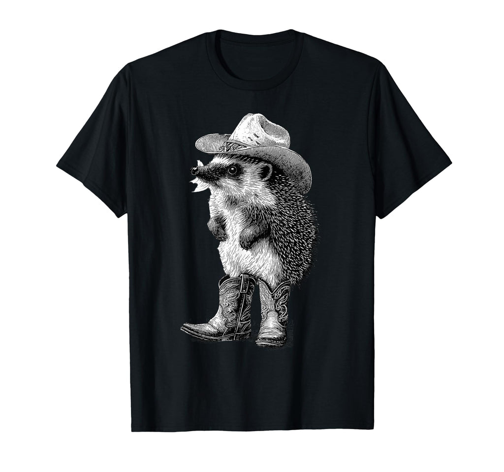 Country Cowboy Hedgehog Rodeo T-Shirt - Fun Novelty Design for Adults - T-Shirt, Sweatshirt, Hoodie