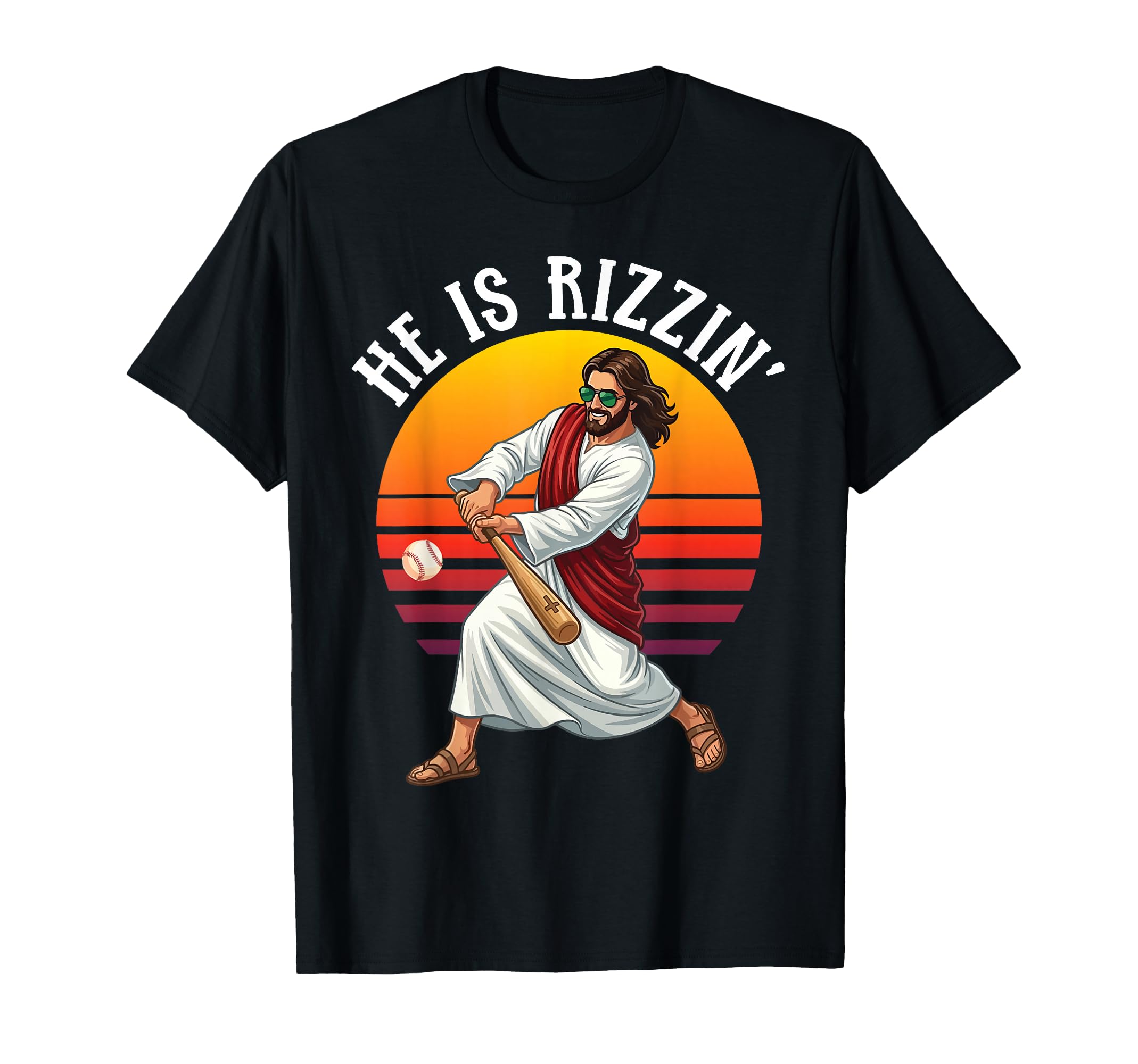He Is Rizzin Baseball Jesus Player T-Shirt - Minimalist Print Men Women - T-Shirt, Sweatshirt, Hoodie