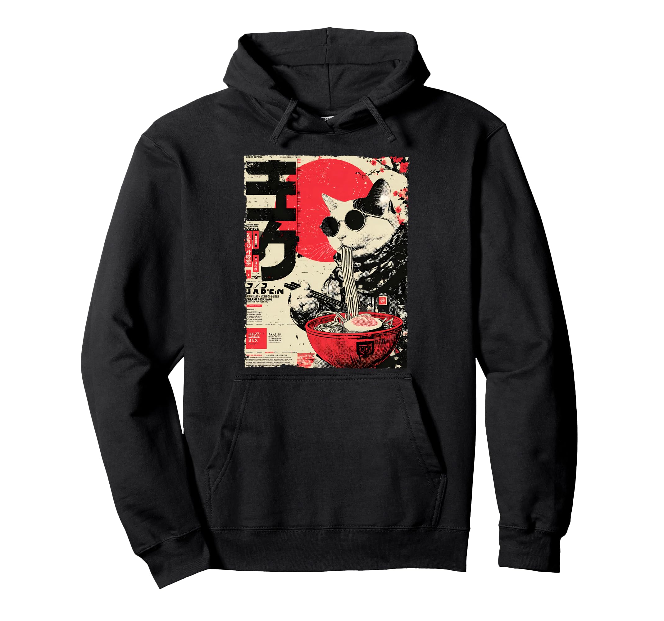 Cat Ramen Cyberpunk Aesthetic Hoodie - Unique Graphic for Adults - T-Shirt, Sweatshirt, Hoodie