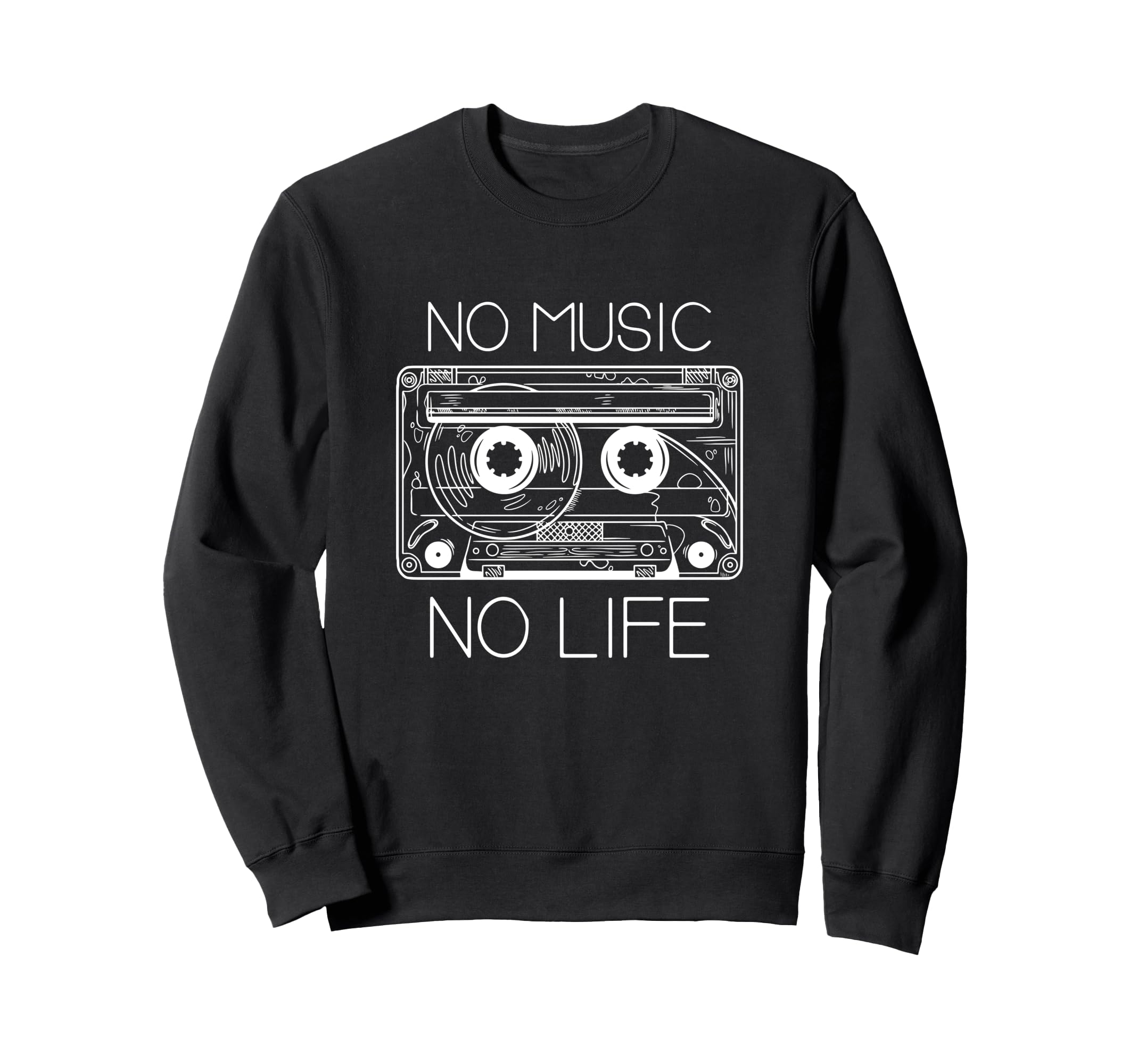 Cassette Tape No Music No Life Line Art T-Shirt - Unique Graphic for Adults - T-Shirt, Sweatshirt, Hoodie