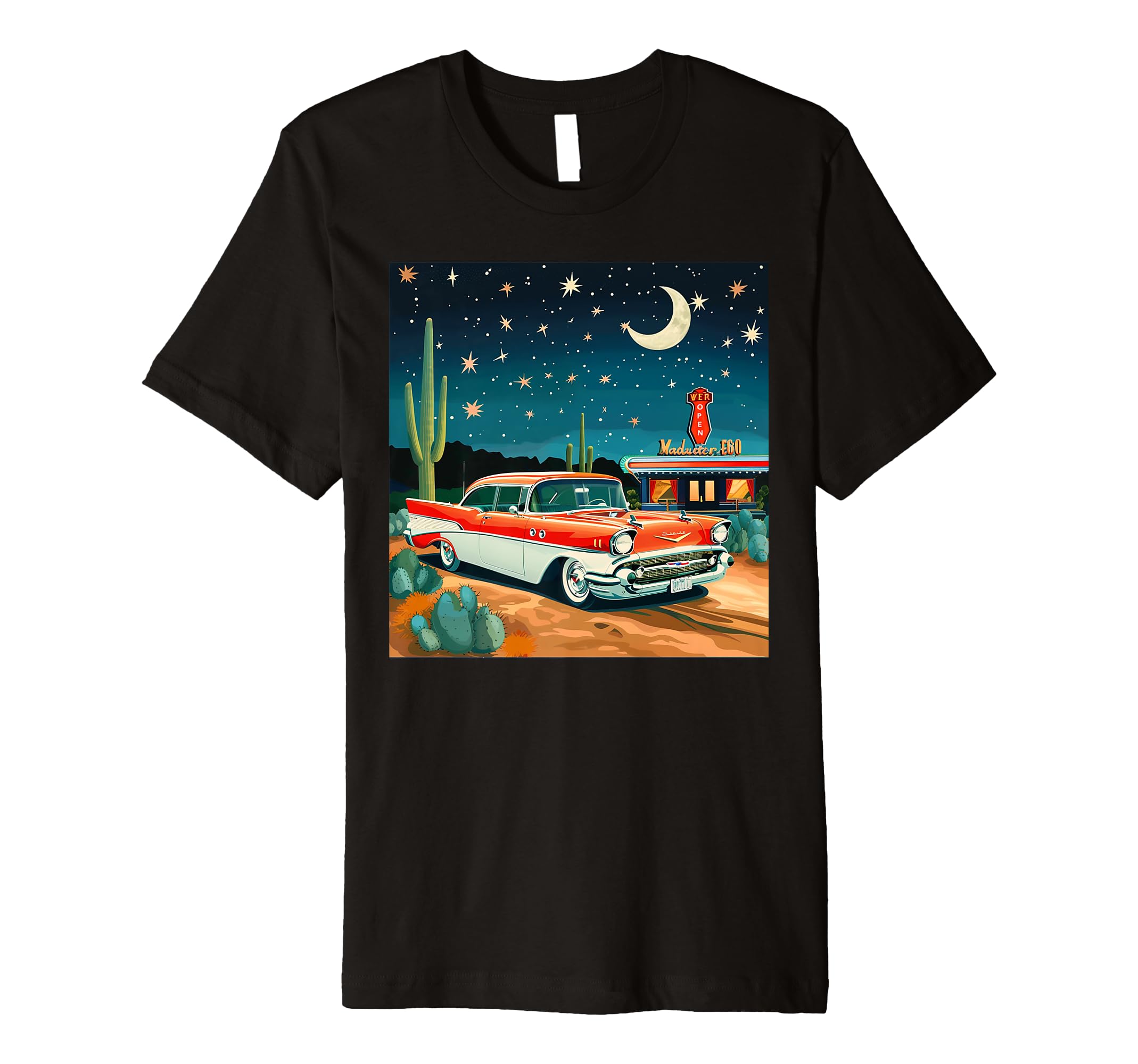Diner Car Highway Attraction Night T-Shirt - Streetwear Style Men Women - T-Shirt, Sweatshirt, Hoodie