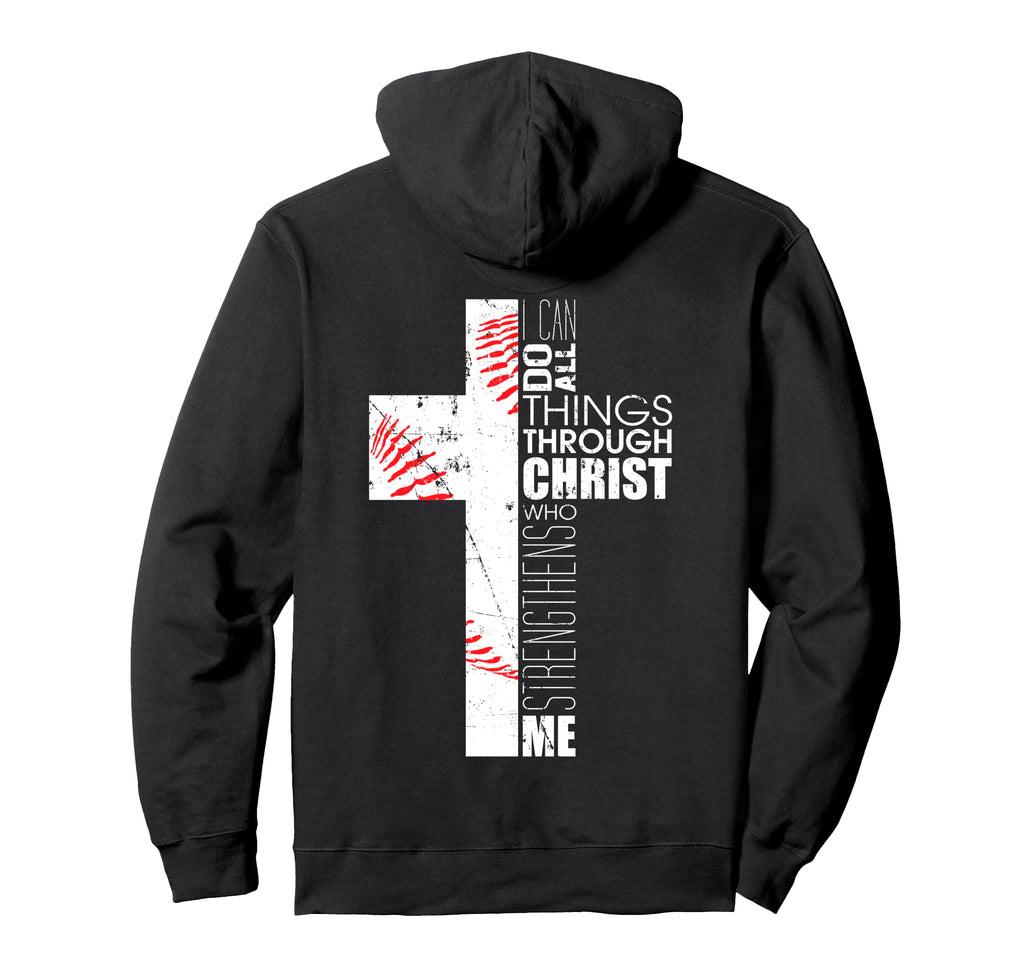 Philippians 4 13 Baseball Christian Cross Hoodie - Minimalist Print Unisex - T-Shirt, Sweatshirt, Hoodie