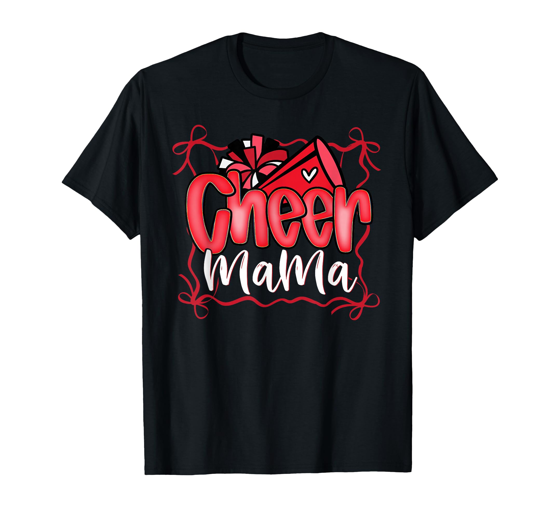 Red Black Coquette Pom Poms Bow T-Shirt - Custom Art Print for Adults - T-Shirt, Sweatshirt, Hoodie