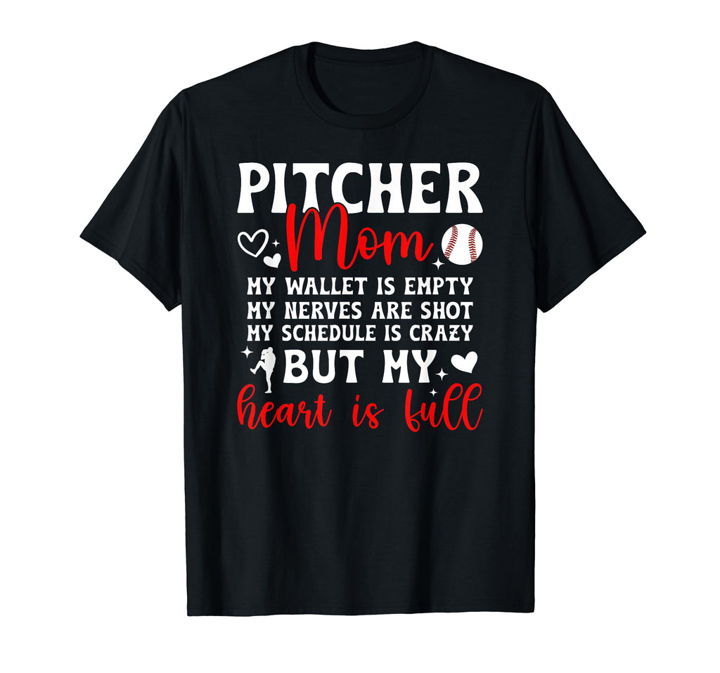 Baseball Pitcher Mom My Heart Is T-Shirt - Aesthetic Graphic Men Women - T-Shirt, Sweatshirt, Hoodie