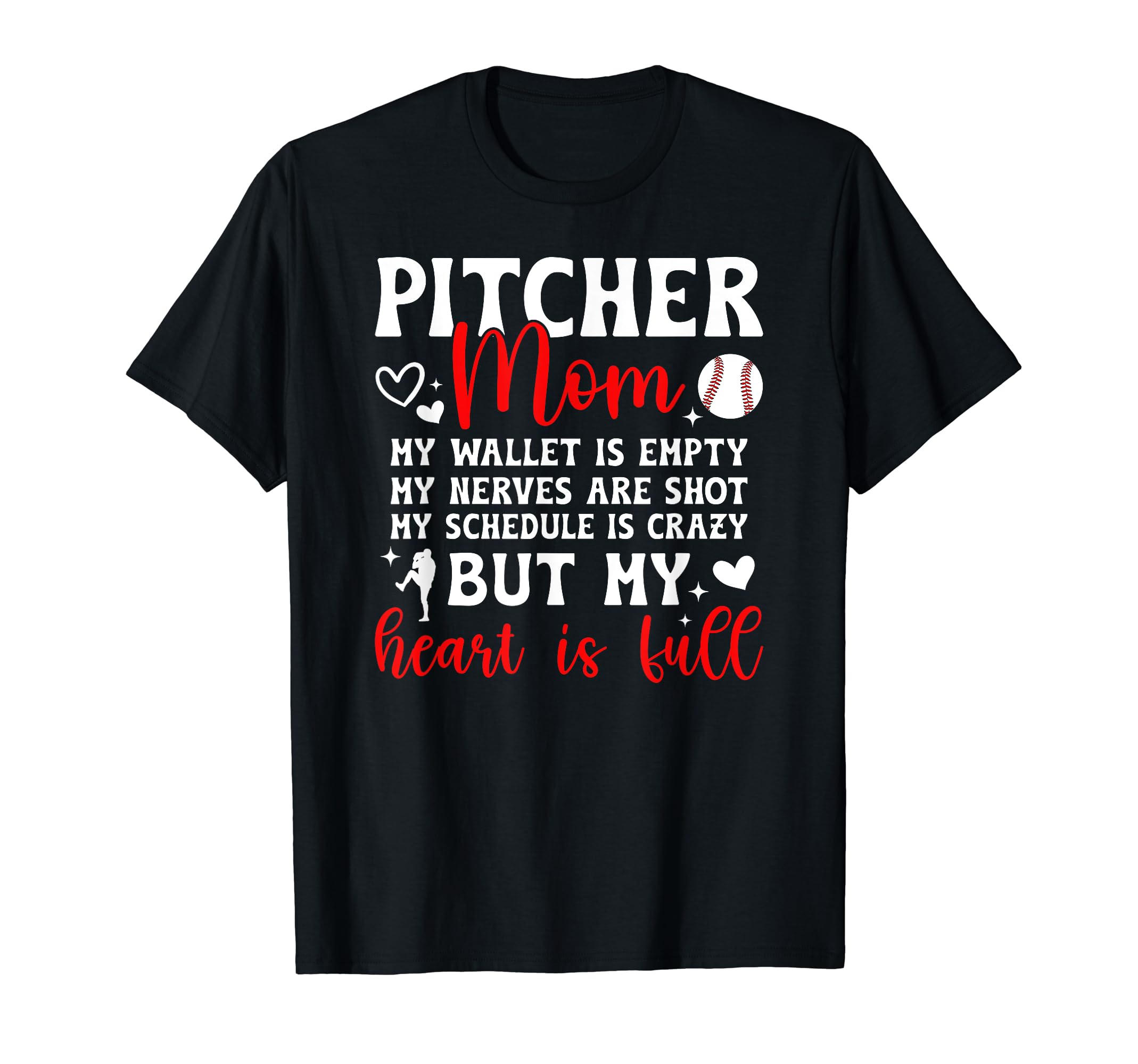 Baseball Pitcher Mom My Heart Is T-Shirt - Aesthetic Graphic Men Women - T-Shirt, Sweatshirt, Hoodie