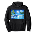 Frutiger Aero Dolphin Sunset Ocean Palm Hoodie - Unique Graphic Unisex - T-Shirt, Sweatshirt, Hoodie