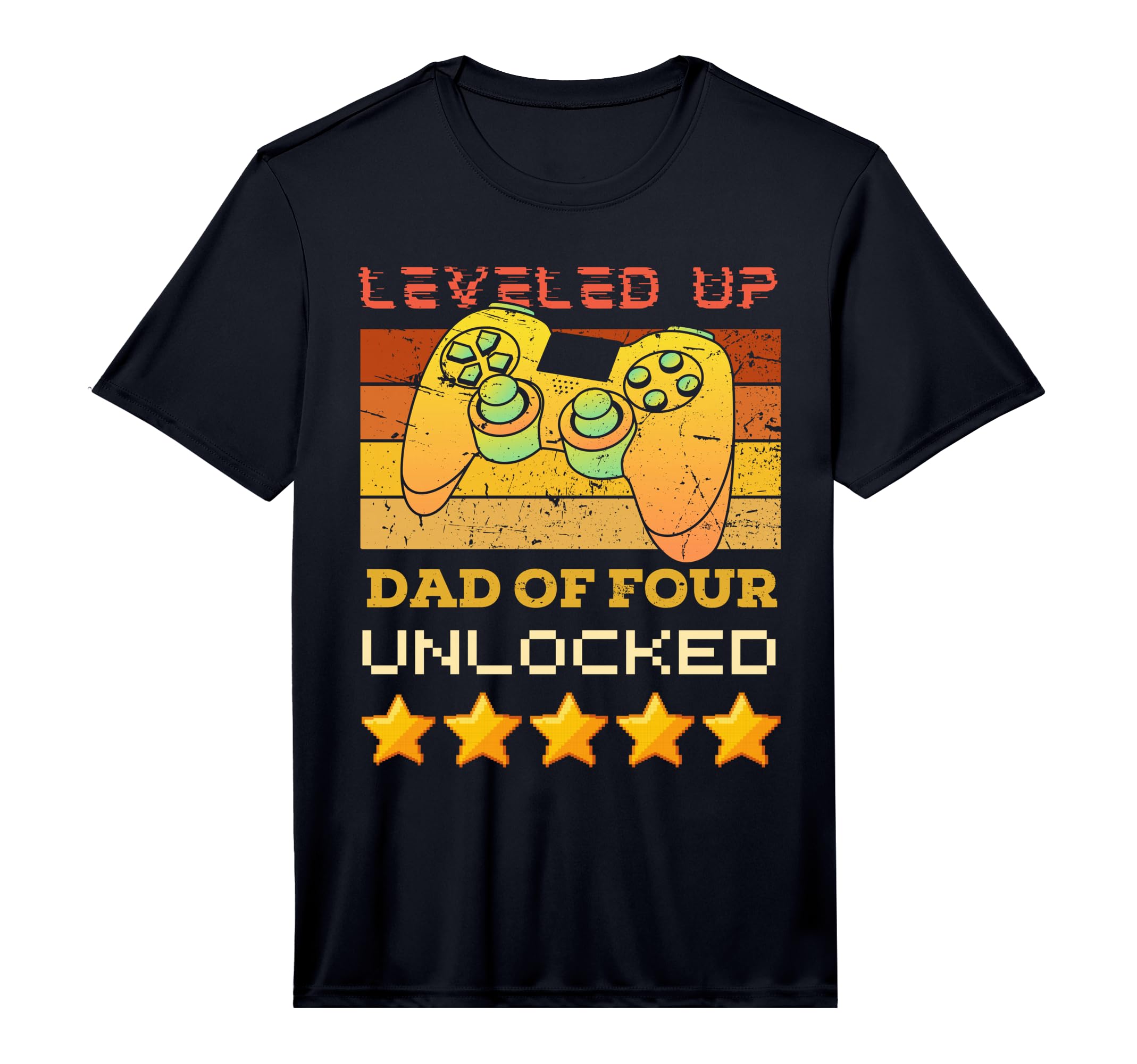 Mens Leveled Up To Dad Four Father 4Th T-Shirt - Unique Graphic for Adults - T-Shirt, Sweatshirt, Hoodie