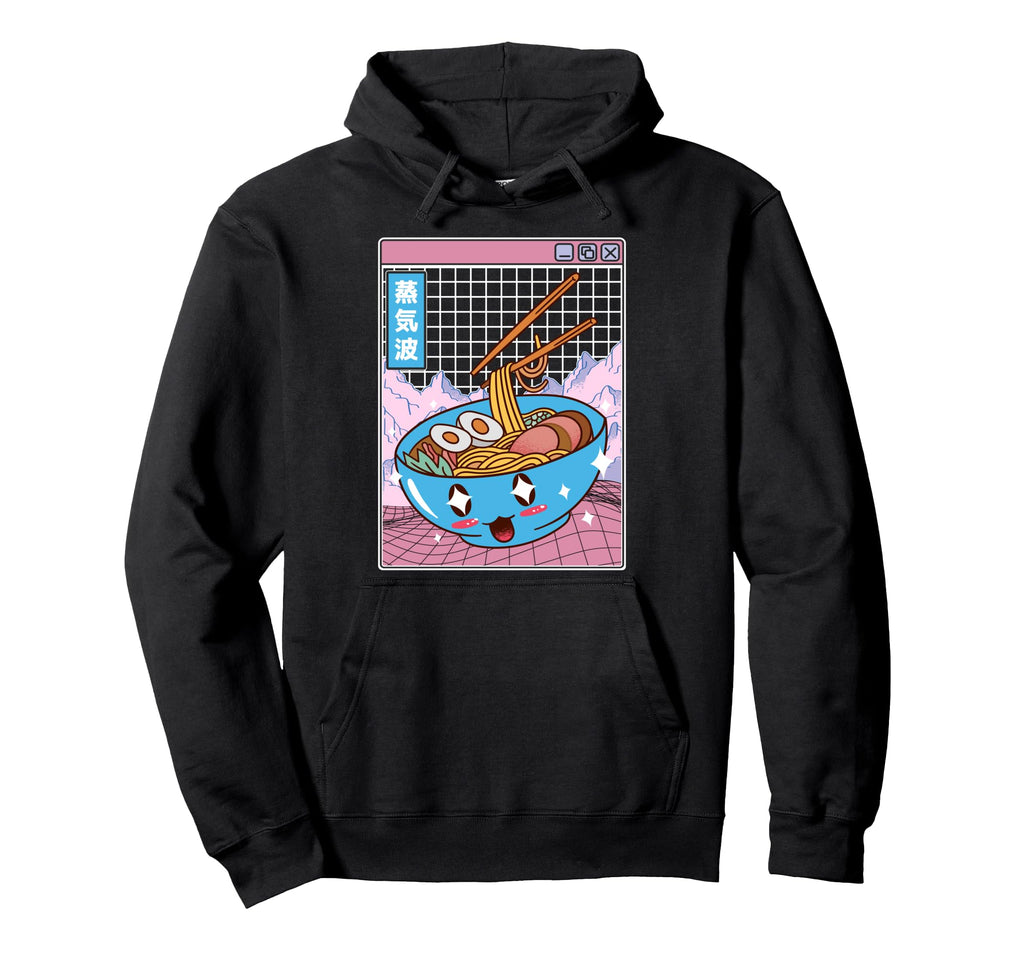 Ramen Noodles Bowl Kawaii Grid Hoodie - Minimalist Print for Adults - T-Shirt, Sweatshirt, Hoodie