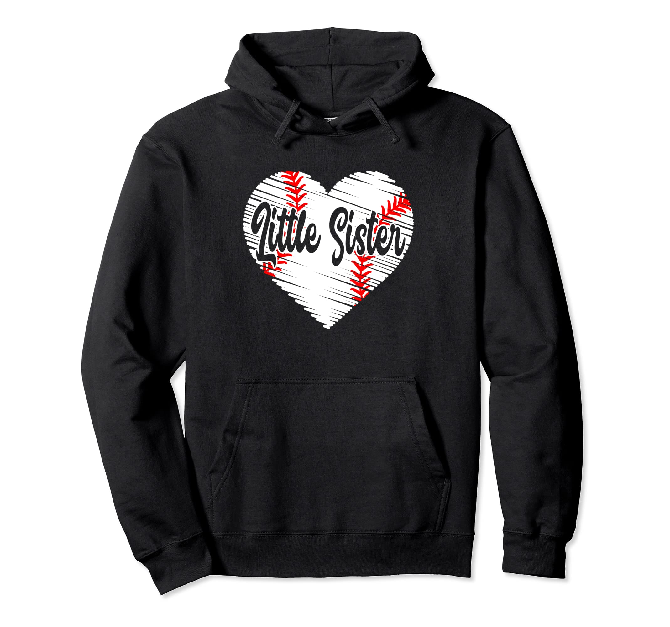 Baseball Little Sister Heart Hoodie - Casual Everyday Wear Men Women - T-Shirt, Sweatshirt, Hoodie