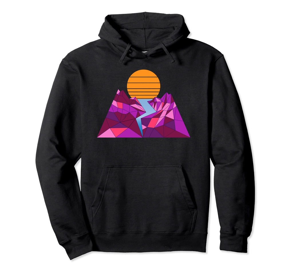 Retrowave Mountain Sun Hoodie - Aesthetic Graphic for Adults - T-Shirt, Sweatshirt, Hoodie