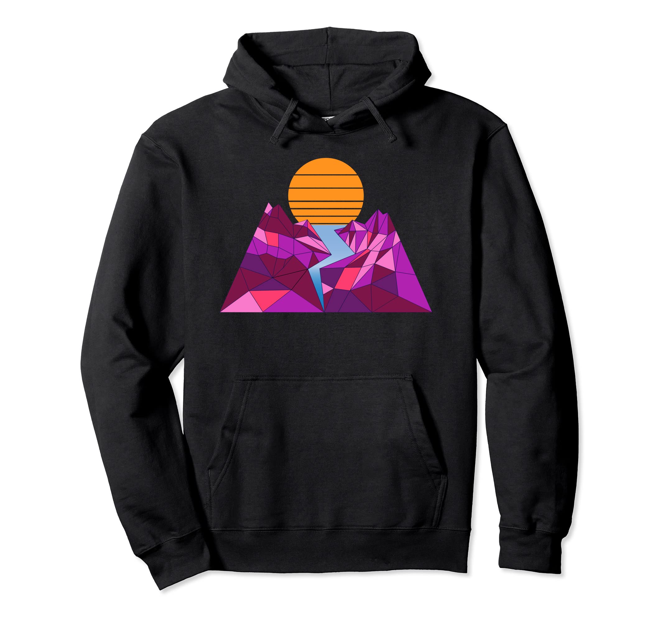 Retrowave Mountain Sun Hoodie - Aesthetic Graphic for Adults - T-Shirt, Sweatshirt, Hoodie