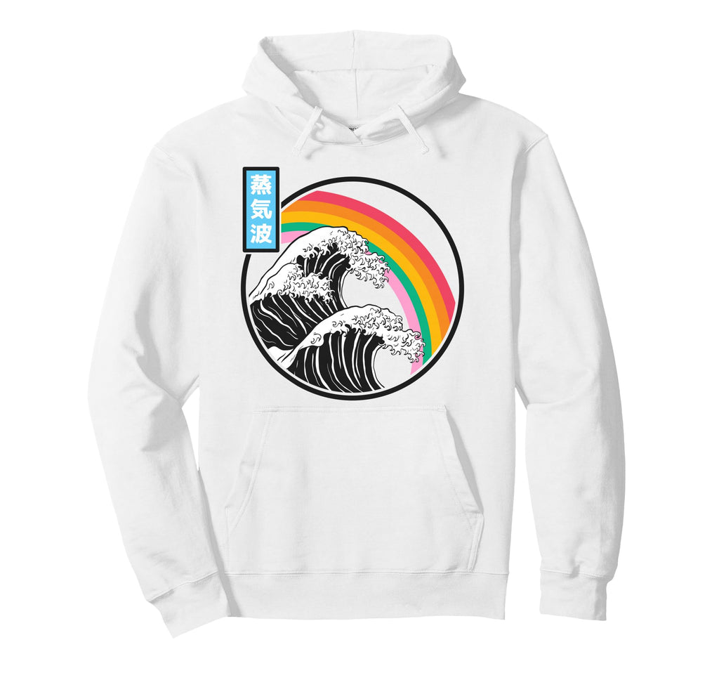 Great Wave Off Kanagawa Rainbow Hoodie - Aesthetic Graphic for Adults - T-Shirt, Sweatshirt, Hoodie