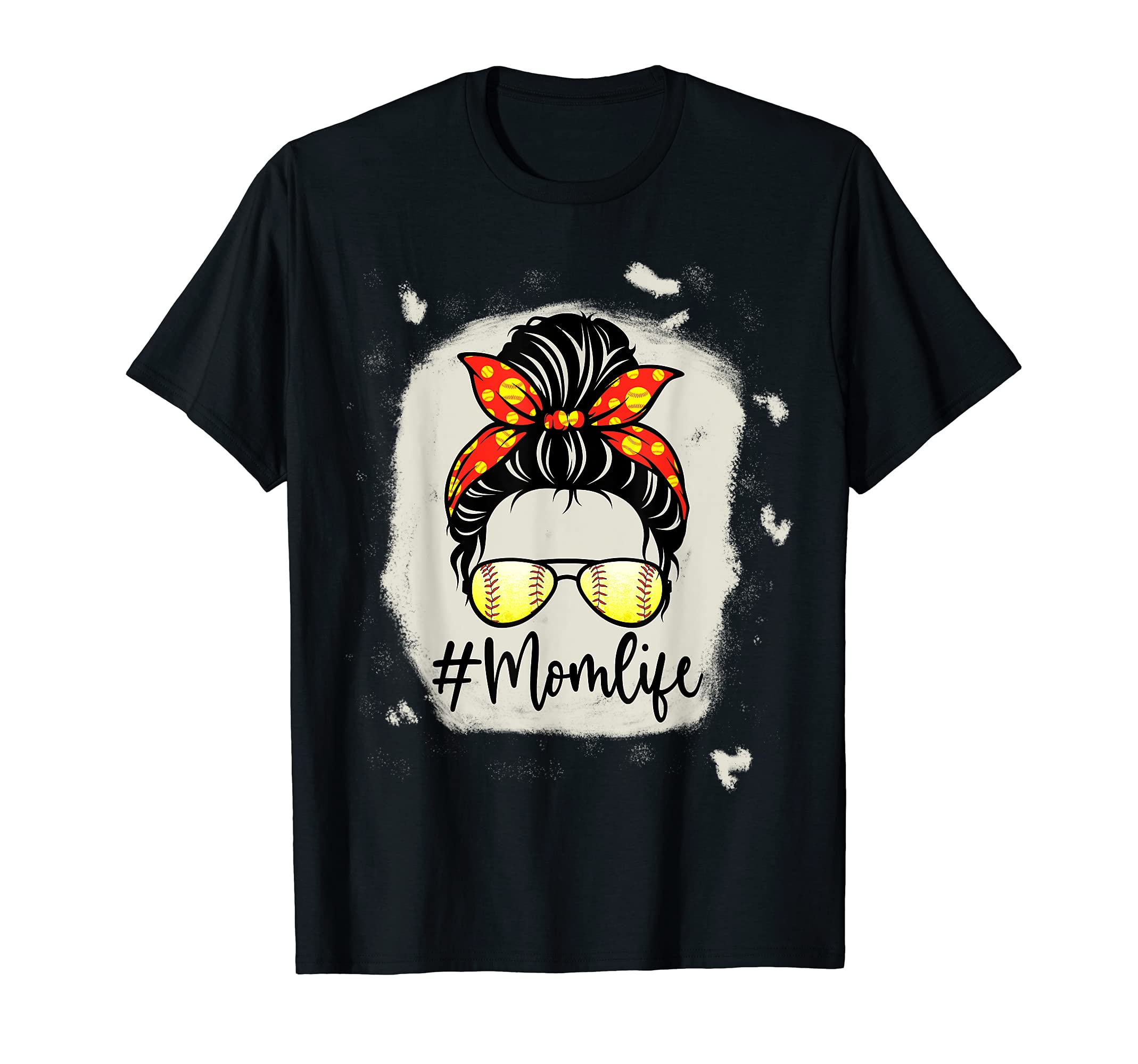Womens Softball Mom Bleached Funny T-Shirt - Fun Novelty Design for Adults - T-Shirt, Sweatshirt, Hoodie