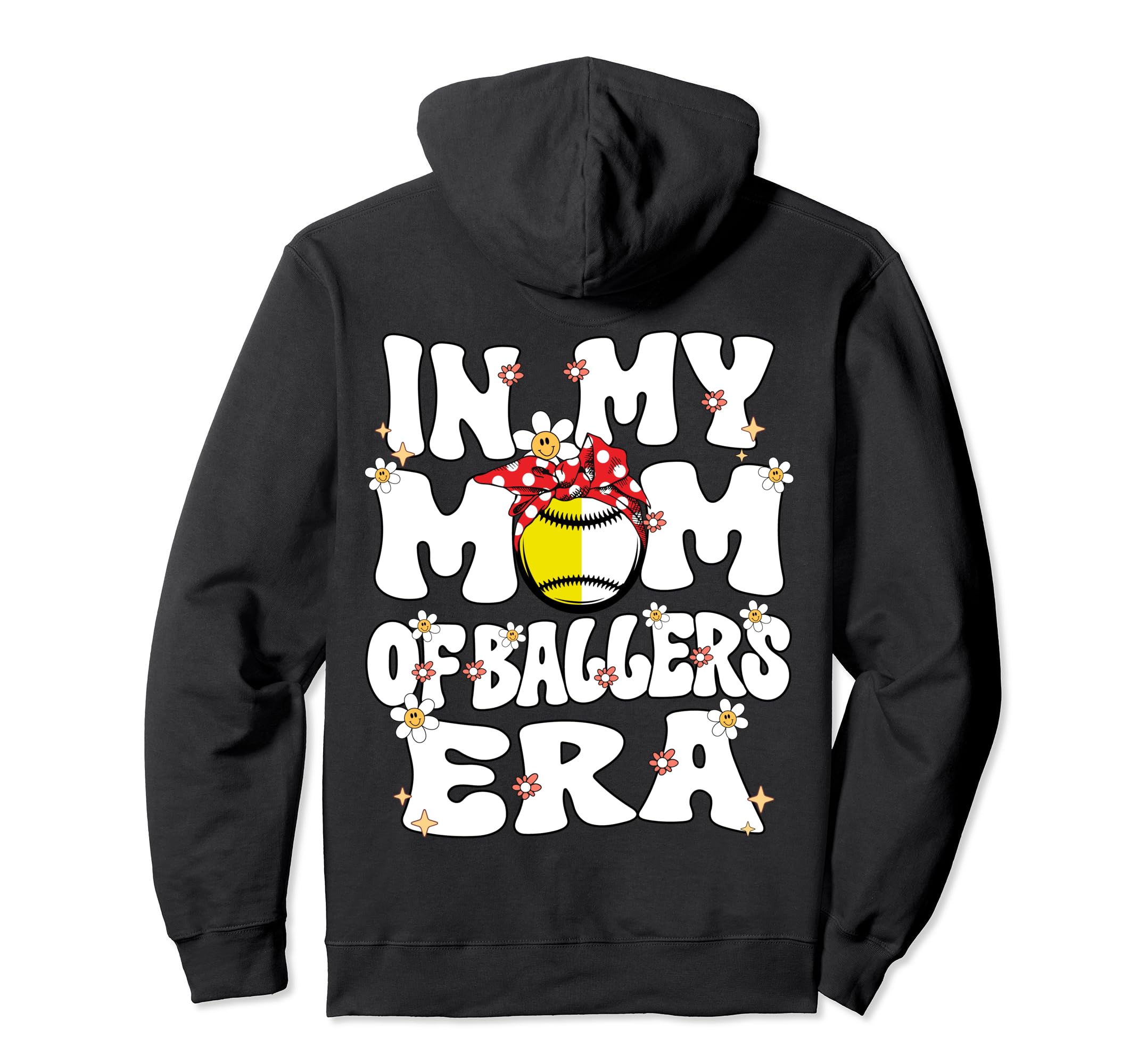 My Mom Ballers Era Groovy Baseball Hoodie - Novelty Apparel for Adults - T-Shirt, Sweatshirt, Hoodie