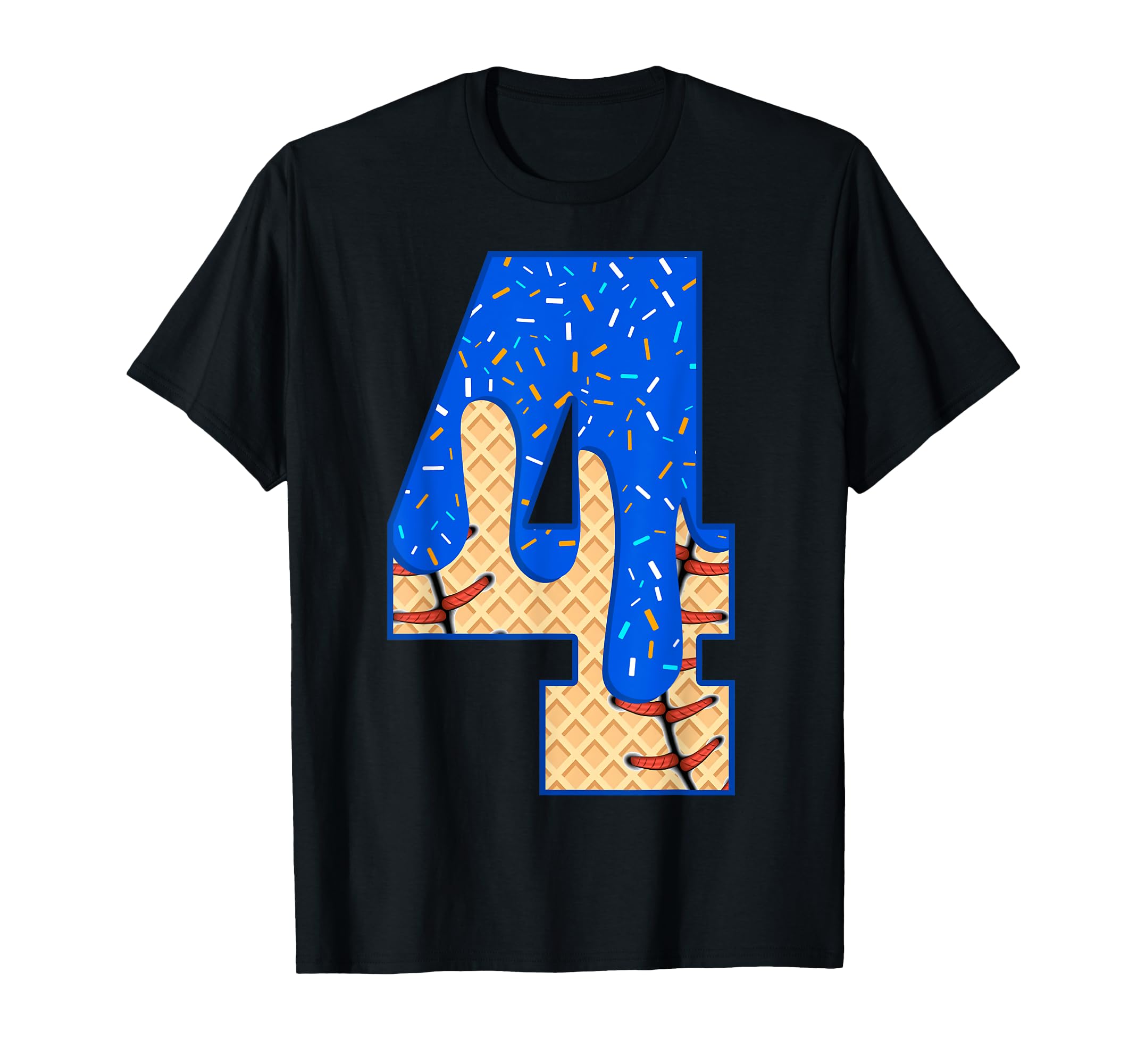4Th Birthday Ice Cream Baseball Drip 4 T-Shirt - Trendy Graphic Men Women - T-Shirt, Sweatshirt, Hoodie