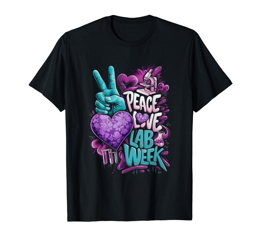 Peace Love Science Celebration Lab T-Shirt - Minimalist Print for Adults - T-Shirt, Sweatshirt, Hoodie