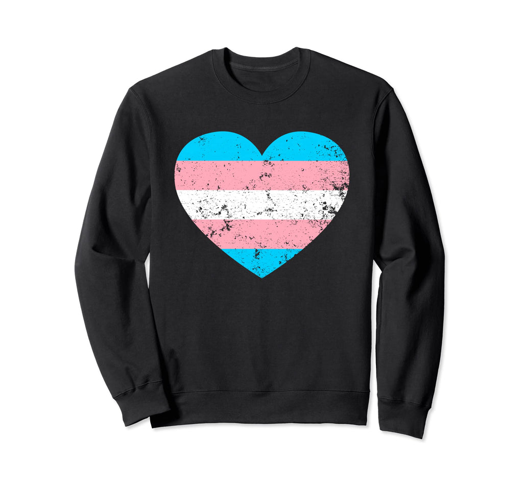 Trans Lgbt Distressed Heart Gay Pride Sweatshirt - Unique Graphic Unisex - T-Shirt, Sweatshirt, Hoodie