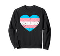 Trans Lgbt Distressed Heart Gay Pride Sweatshirt - Unique Graphic Unisex - T-Shirt, Sweatshirt, Hoodie