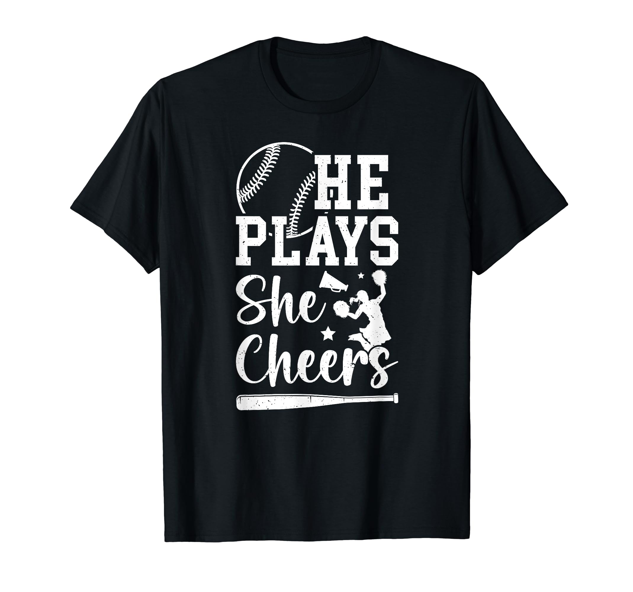 He Plays She Cheers Baseball And Cheer Mom T-Shirt - Novelty Apparel Unisex - T-Shirt, Sweatshirt, Hoodie