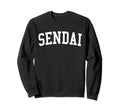 Sendai Japan Distressed White Varsity Sweatshirt - Novelty Apparel Unisex - T-Shirt, Sweatshirt, Hoodie