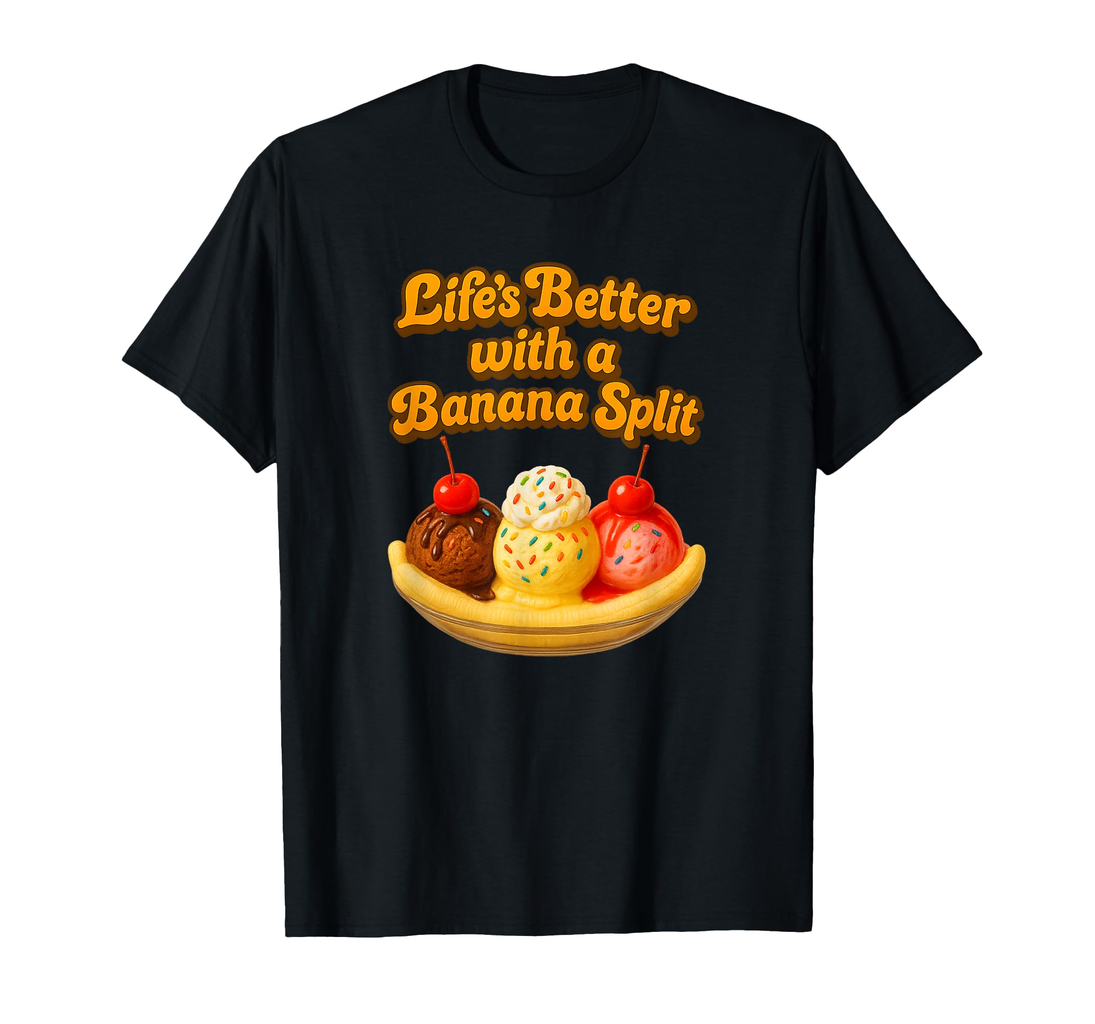 Lifes Better Banana Dessert Groovy 70S T-Shirt - Novelty Apparel Unisex - T-Shirt, Sweatshirt, Hoodie