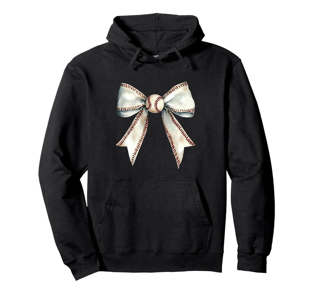 Baseball Coquette Bow Baseball Mom Hoodie - Minimalist Print Men Women - T-Shirt, Sweatshirt, Hoodie